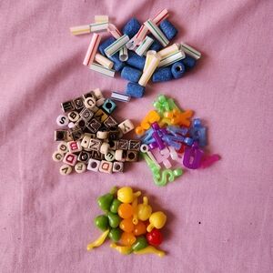 Beads for Jewelry Making Bundle (Letters Beads & Charms, Fruit Charms, Pellet...